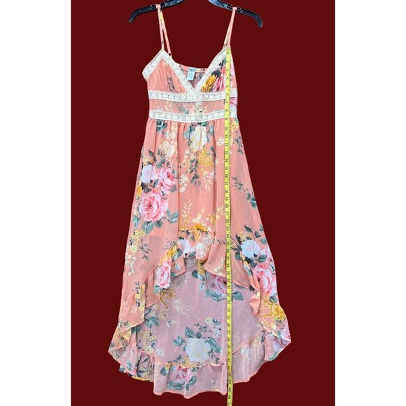 Rue 21 - Women's Summer Sleeveless High Low Hem Ruffle Floral Dress - Pink - S - Picture 7 of 16